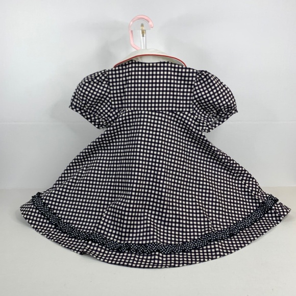 Bonnie Baby girls dress smocked neck ruffles red ladybug  black & white gingham - Picture 4 of 9